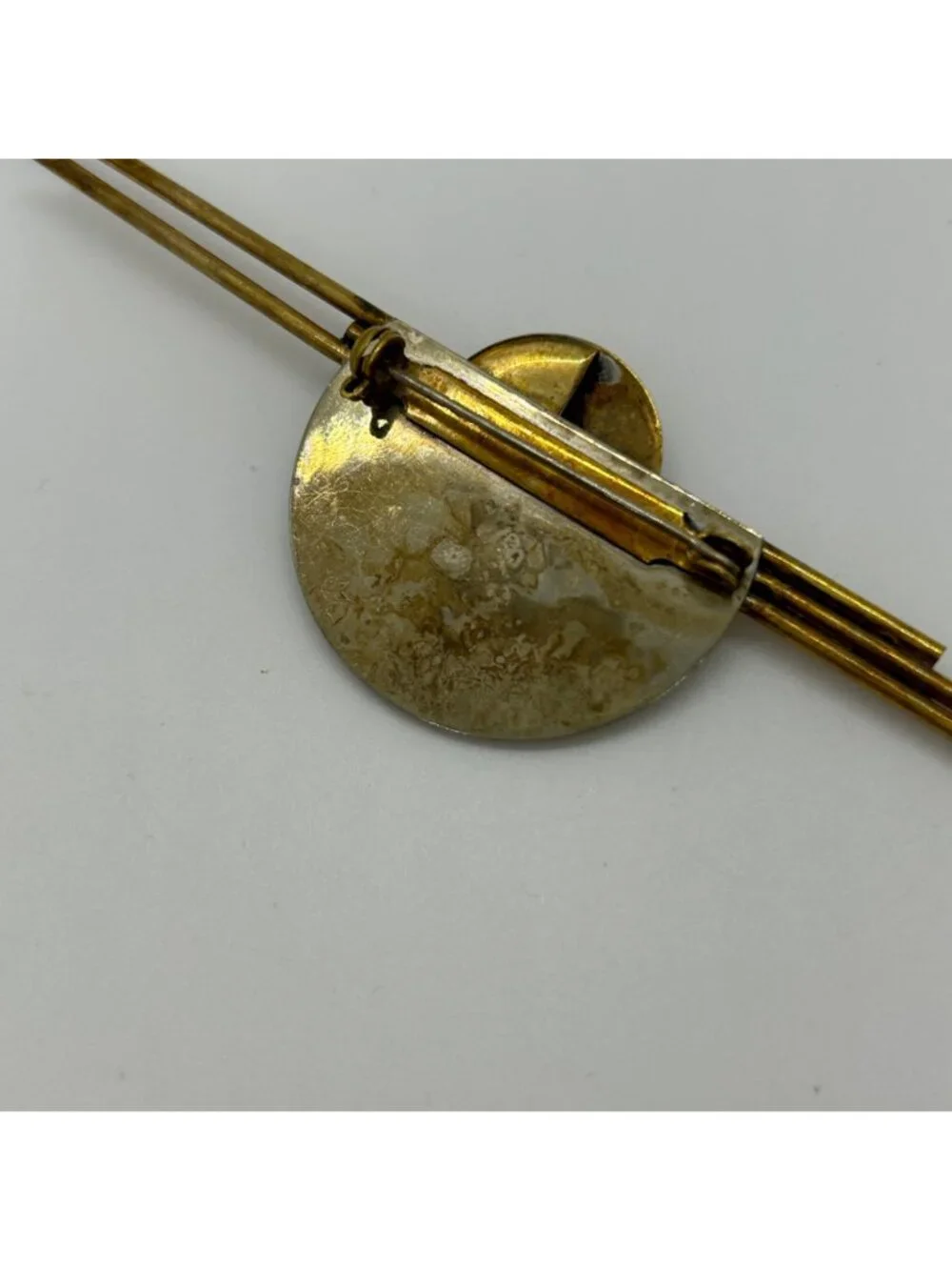 Vintage 1980s Modernist Silver-tone  & Brass Geometric Brooch Art Pin Mixed Meta - Picture 8 of 14
